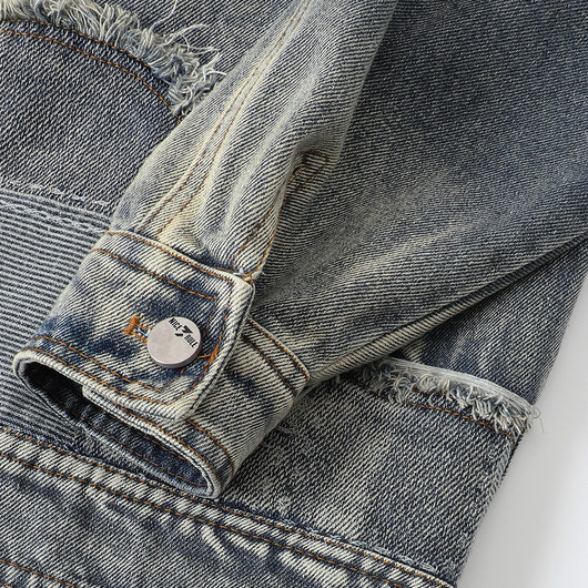 Chaqueta Denim Vintage Destruida Estilo Retro Americano - Image 14