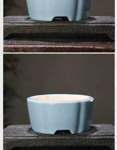 Maceta de Barro Púrpura Estilo Chino con Patrones Geométricos para Bonsái - Image 20