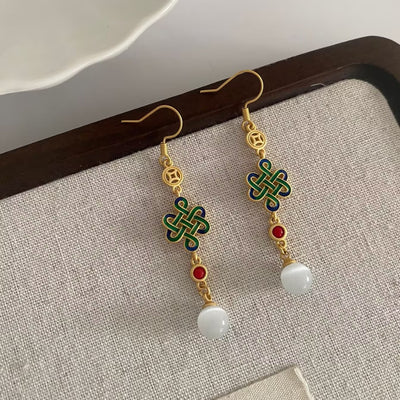 Aretes de Borla Nudo Chino Estilo Nacional Cheongsam - Image 7