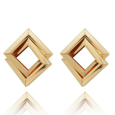 Aretes Rombo Minimalista en Metal - Efecto Rostro Más Delgado - Image 9