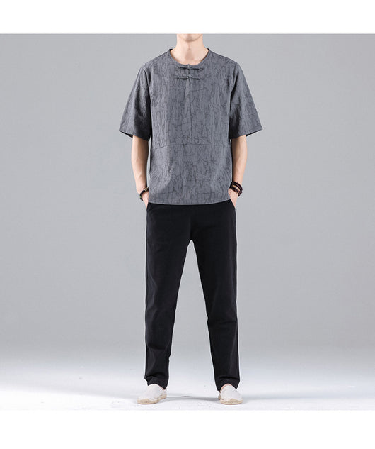 Camiseta Retro Jacquard Cuello Redondo para Hombre - Image 9