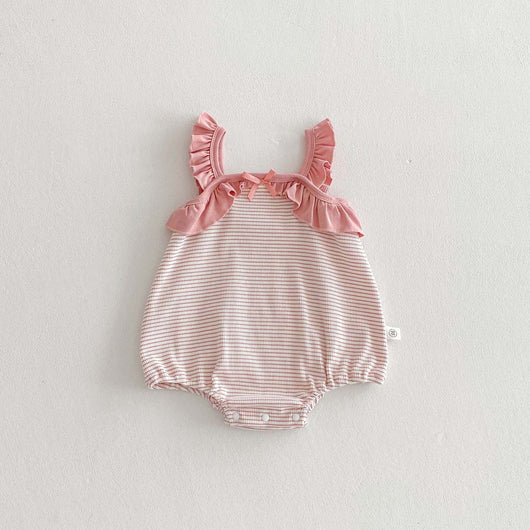 Jumpsuit Niña Verano Rayas con Volantes sin Mangas - Image 12