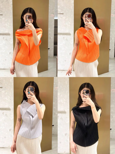 Blusa Plisada sin Mangas Cuello V - Cómoda y Versátil - Image 16