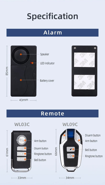 Detector de Vibración Inalámbrico con Control Remoto y Alarma Antirrobo - Image 16