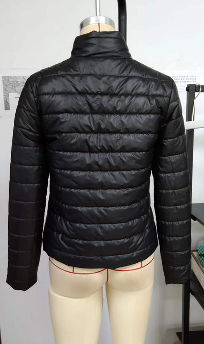 Chaqueta Casual de Cuello Alto en Algodón - Estilo Europeo y Americano para Mujer - Image 24