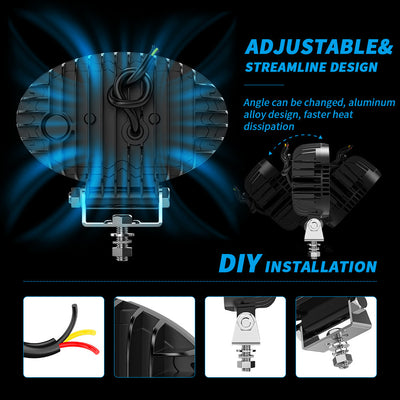 Faro de Trabajo LED Oval 55" Dual Color - Luz de Inundación para Vehículos y Proyectos - Image 9
