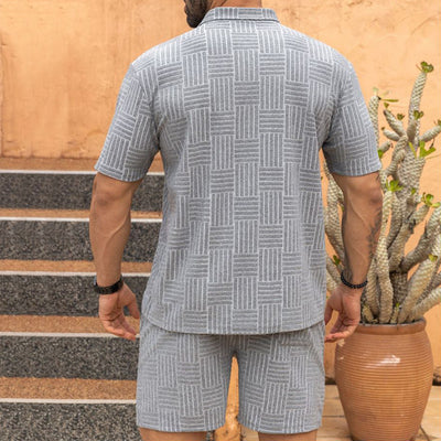 Camisa Casual Jacquard con Solapa y Botones - Conjunto Elegante para Hombre - Image 58