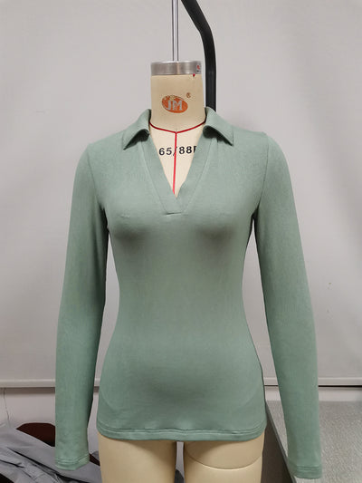 Blusa Slim Cuello V Manga Larga Kenji - Prenda Base Essencial - Image 17
