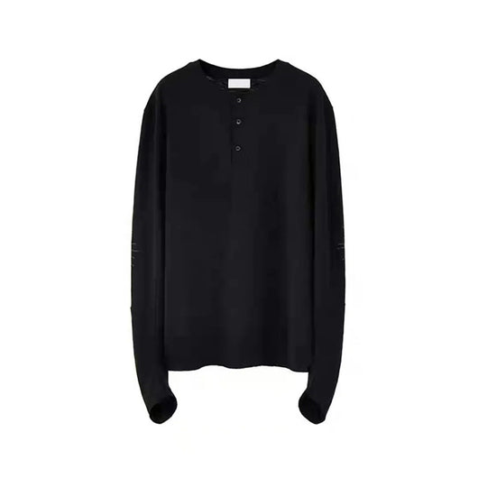 Camiseta Lujo Ligero Cuello Henry Bordado Manga Larga Unisex - Image 19