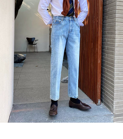 Jeans Slim Fit Estilo Retro Británico para Hombre - Image 95