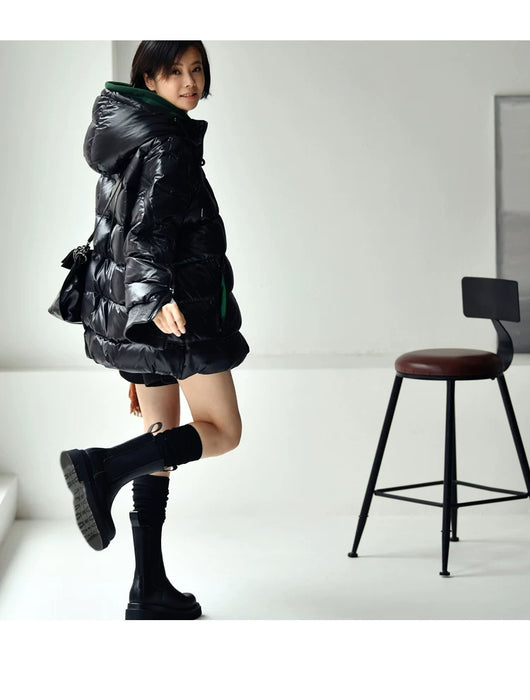 Chaqueta Acolchada Oversized con Costuras de Contraste y Capucha - Image 15
