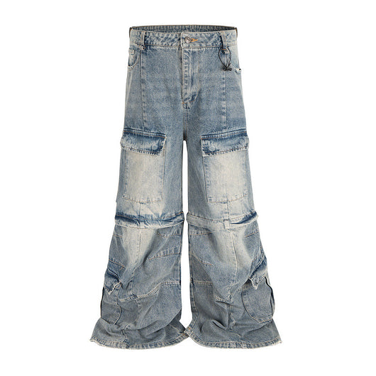 Overol Denim Vintage Desgastado con Bolsillos Múltiples y Doble Uso - Image 21