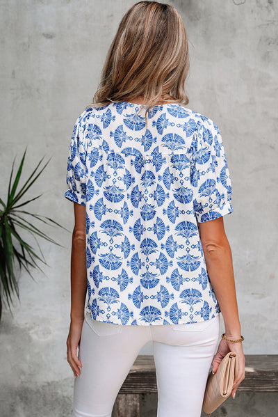Blusa Chiffon Estampado Abstracto Versátil Europeo Americano - Image 9