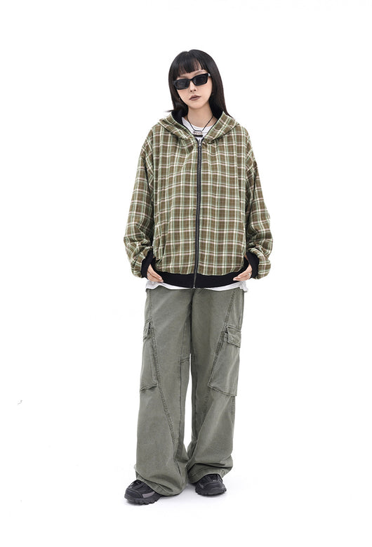 Cardigan Reversible con Capucha y Lentejuelas - Diseño Escocés Doble Cara - Image 8