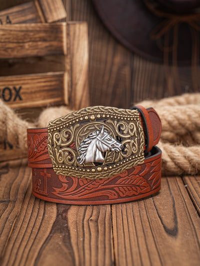 Cinturón Vaquero Retro Tallado con Personalidad para Hombre - Image 20