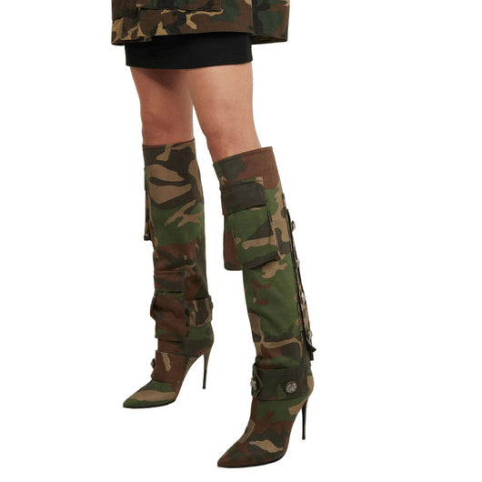 Botas Stiletto Camuflaje Personalizadas Over-the-knee Punta Aguda - Image 24