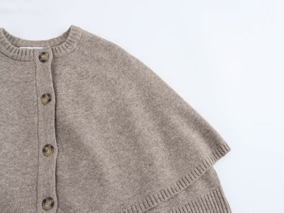 Abrigo Tejido Estilo Capa con Cuello Redondo Multiuso - Image 11
