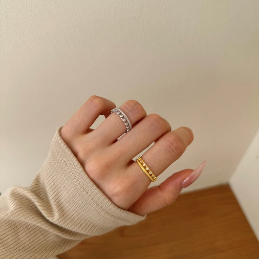 Anillo Cerrado Doble Fila Estilo Bosque de Diamantes - Image 12