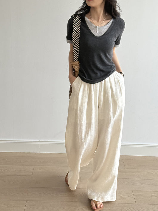 Pantalón Drapeado Slim Cintura Alta con Pierna Ancha - Image 28