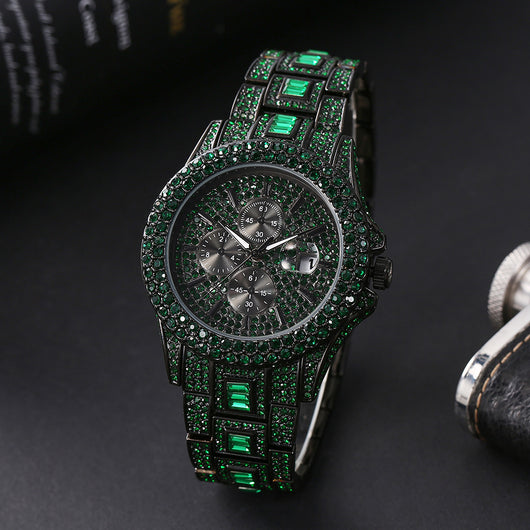 Reloj Hombre Hip Hop Cristales Brillantes Luminoso Cuarzo Multicolor - Image 16