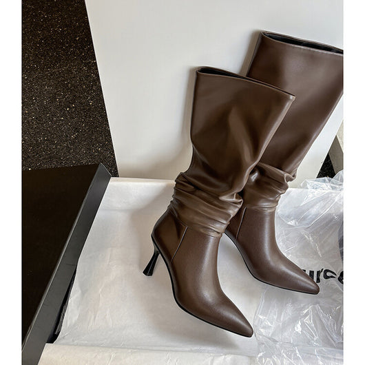 Botas Negras de Cuero Genuino Estilo Europeo y Americano para Mujer - Image 14