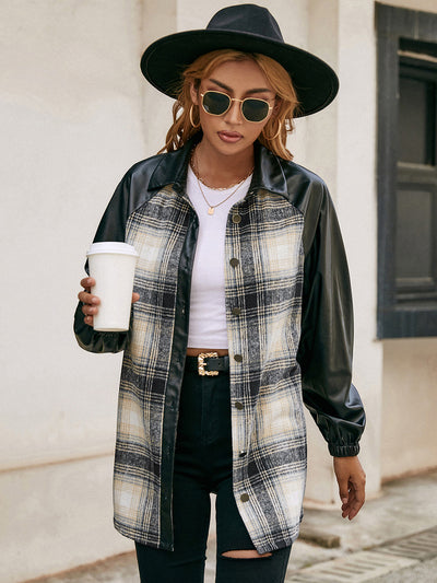 Chaqueta Casual de Cuadros con Paneles Sueltos y Bolsillos Dobles - Image 16