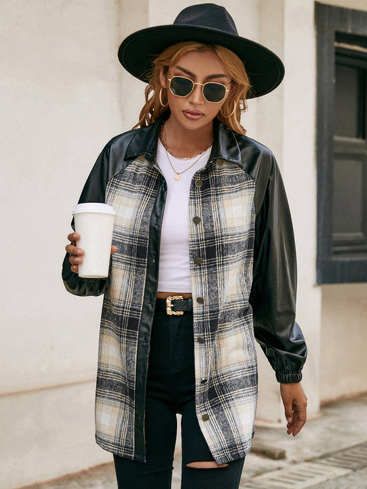 Chaqueta Casual de Cuadros con Paneles Sueltos y Bolsillos Dobles - Image 16