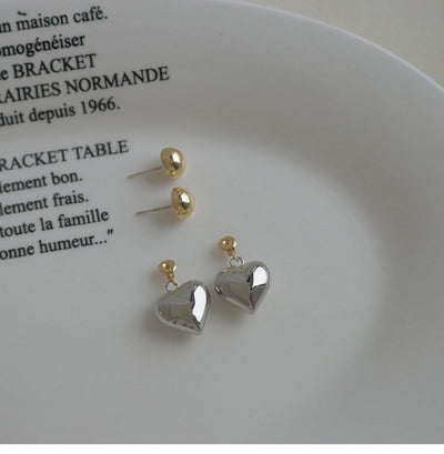 Aretes de Plata Esterlina Contraste 3D Amor Aguja Sensible - Image 14