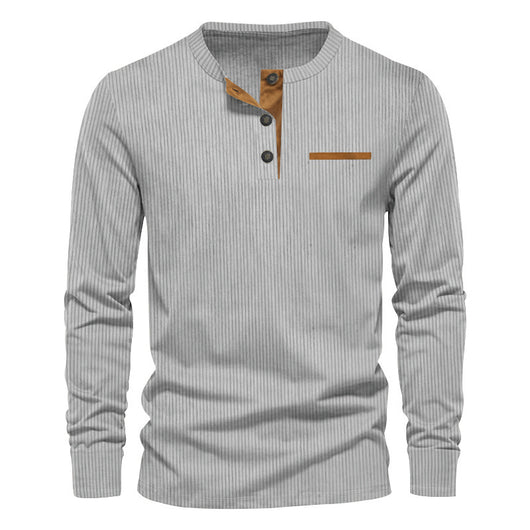 Henley de Pana para Hombre - Ajuste Slim, Manga Larga, Diseño Minimalista - Image 43