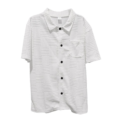 Camisa Casual Jacquard con Solapa y Botones - Conjunto Elegante para Hombre - Image 18