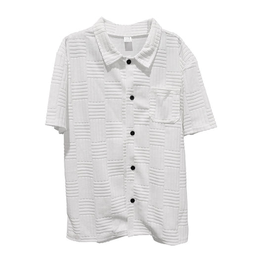 Camisa Casual Jacquard con Solapa y Botones - Conjunto Elegante para Hombre - Image 18