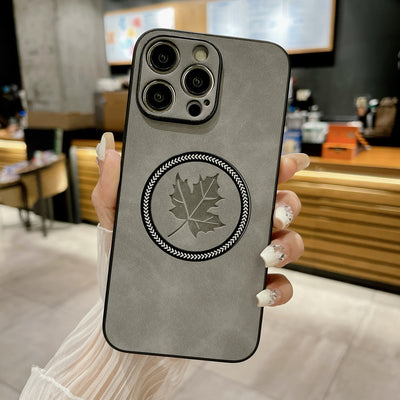Funda Magnética para Celular en Cuero de Cordero con Diseño de Hoja de Arce - Image 34