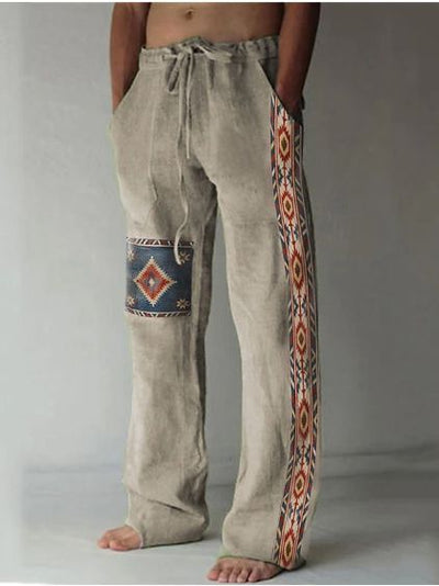 Pantalones Casuales Sueltos de Lino Estampado para Hombre - Image 41