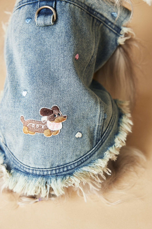Chaleco Denim sin Mangas con Bordado Schnauzer Maltés Teddy - Image 25