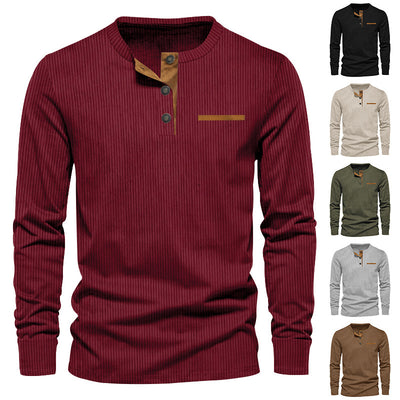 Henley de Pana para Hombre - Ajuste Slim, Manga Larga, Diseño Minimalista - Image 23