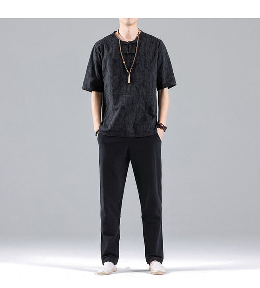 Camiseta Retro Jacquard Cuello Redondo para Hombre - Image 21