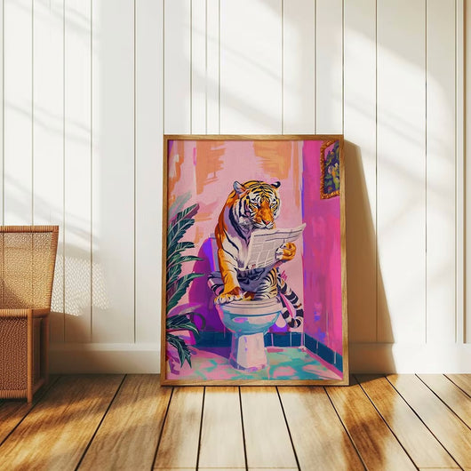 Póster Divertido de Tigre en el Baño - Decoración de Pared Original - Image 14