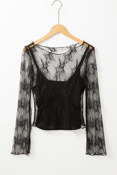 Blusa Reductora de Encaje Manga Larga Ajustada para Mujer - Image 20