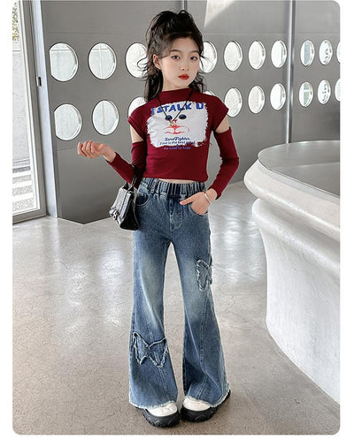 Pantalones Vaqueros Elásticos Casuales Versátiles para Niñas - Image 17