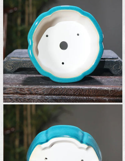 Maceta de Barro Púrpura Estilo Chino con Patrones Geométricos para Bonsái - Image 22