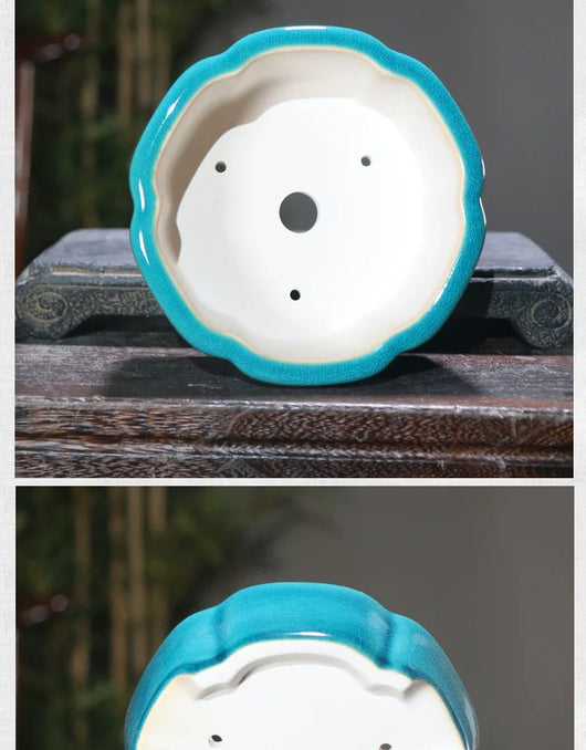 Maceta de Barro Púrpura Estilo Chino con Patrones Geométricos para Bonsái - Image 22