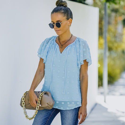 Blusa de Lunares en Gasa Manga Corta para Mujer - Image 19