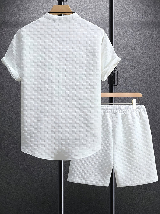 Camisa Casual Jacquard de Manga Corta para Hombre - Image 26