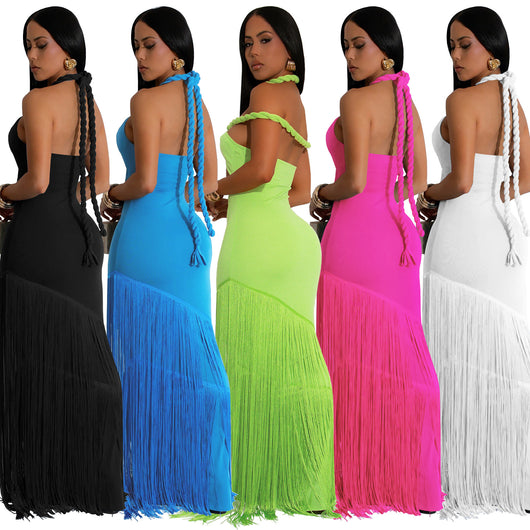 Vestido Tubo Escotado con Detalles de Borlas - Image 19