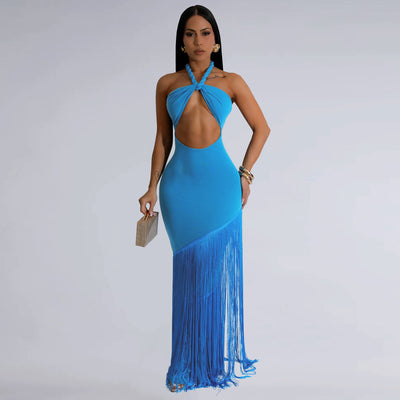 Vestido Tubo Escotado con Detalles de Borlas - Image 43