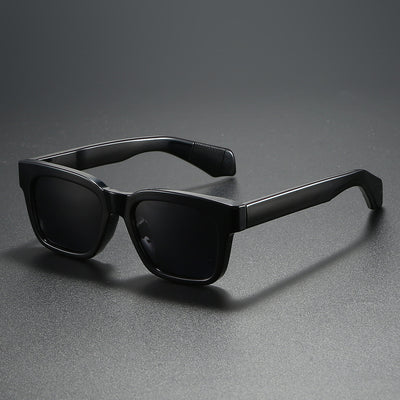 Black square-frame sunglasses with bright orange polarized lenses, designed for outdoor driving and anti-glare. - Image 17