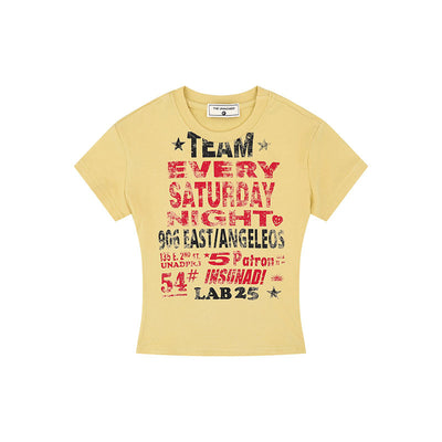 Playera Retro Casual con Estampado de Letras para Mujer - Image 12