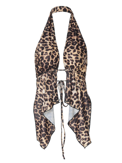 Chaleco Cardigan Corto Estampado Leopardo con Halter para Mujer - Image 35