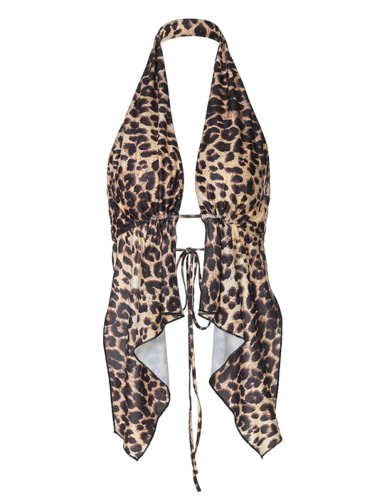 Chaleco Cardigan Corto Estampado Leopardo con Halter para Mujer - Image 35