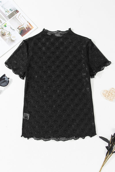 Blusa Elegante de Gasa con Cuello Redondo y Manga Corta - Image 10